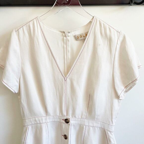 Anthropologie Dolan White Mini Button Down Linen Dress Size Large - Picture 2 of 10